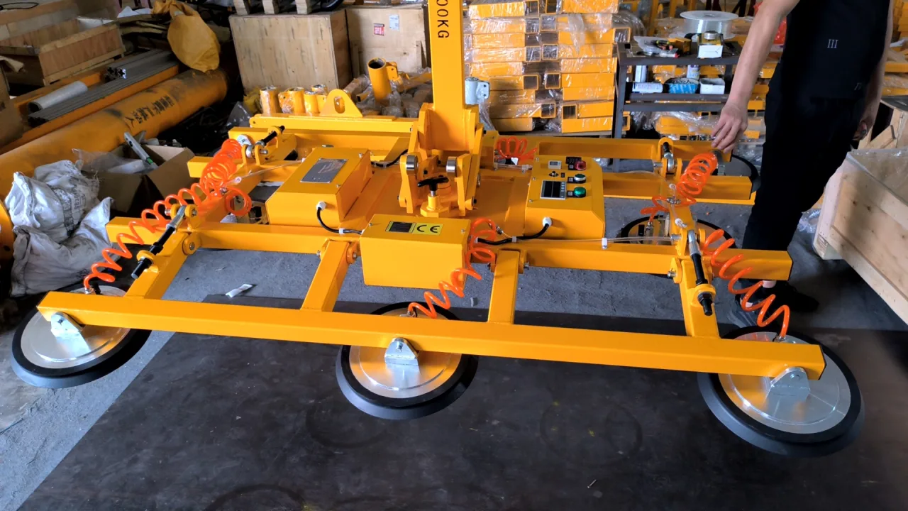 Factory detail of the control enclosure, vacuum hoses and pad supports on the assembled frame.