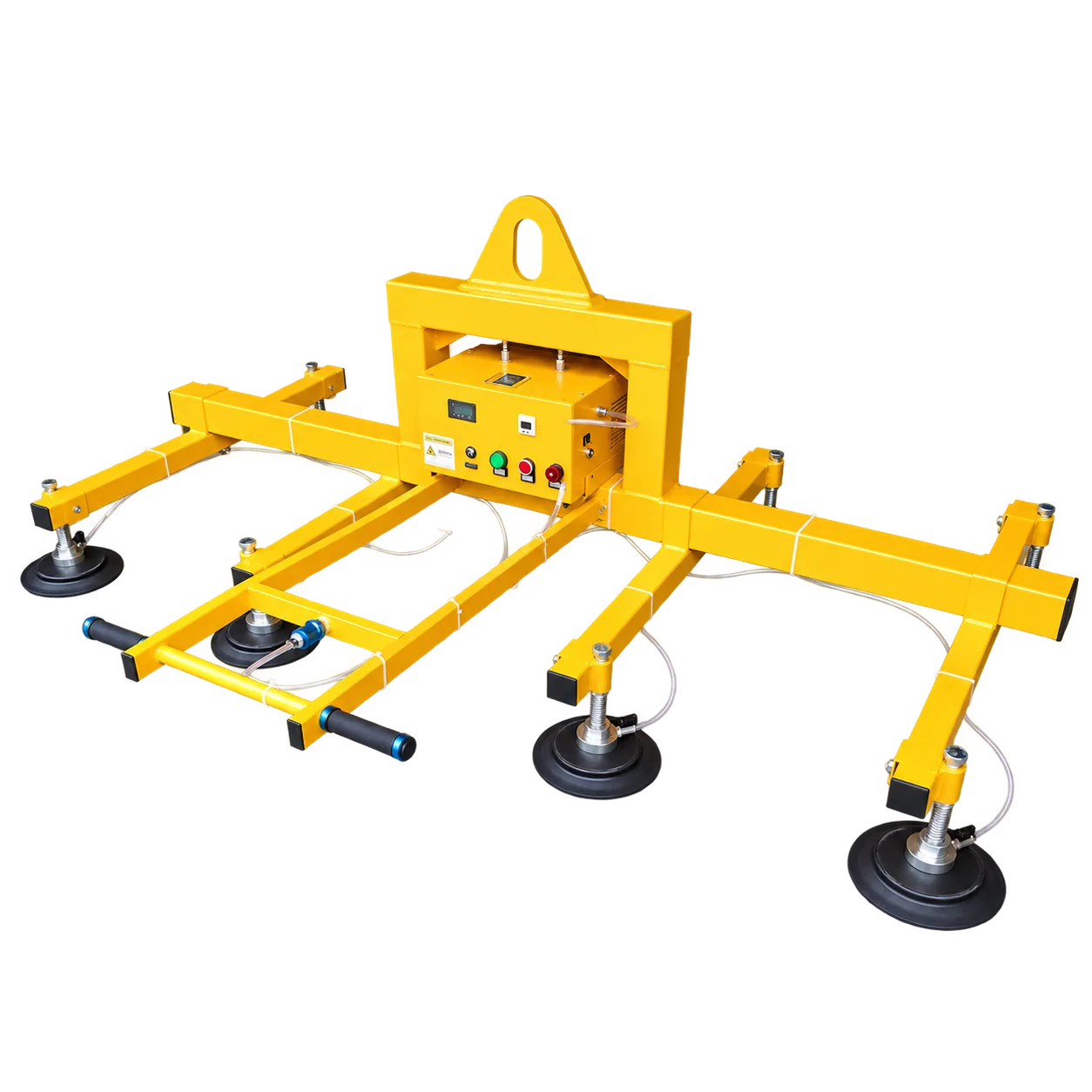 Series reference: Mains-powered sheet-lifting frame; compare the actual beam and pad positions with the sheet range.